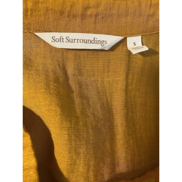 Soft Surrounding Button Down Blouse Mustard Size S 3/4 Sleeve - Picture 3 of 3